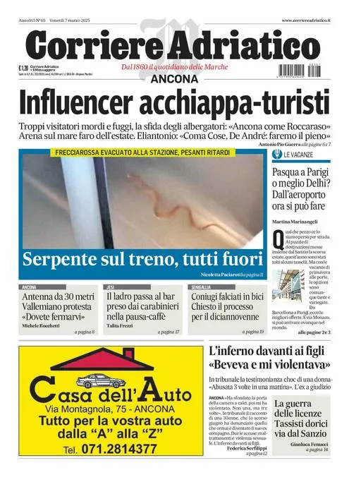 Prima-pagina-corriere adriatico-edizione-di-oggi-07-03-2025